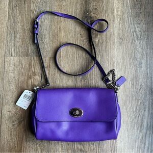 NEW NWT Coach Purple Leather Crossbody Purse Bag